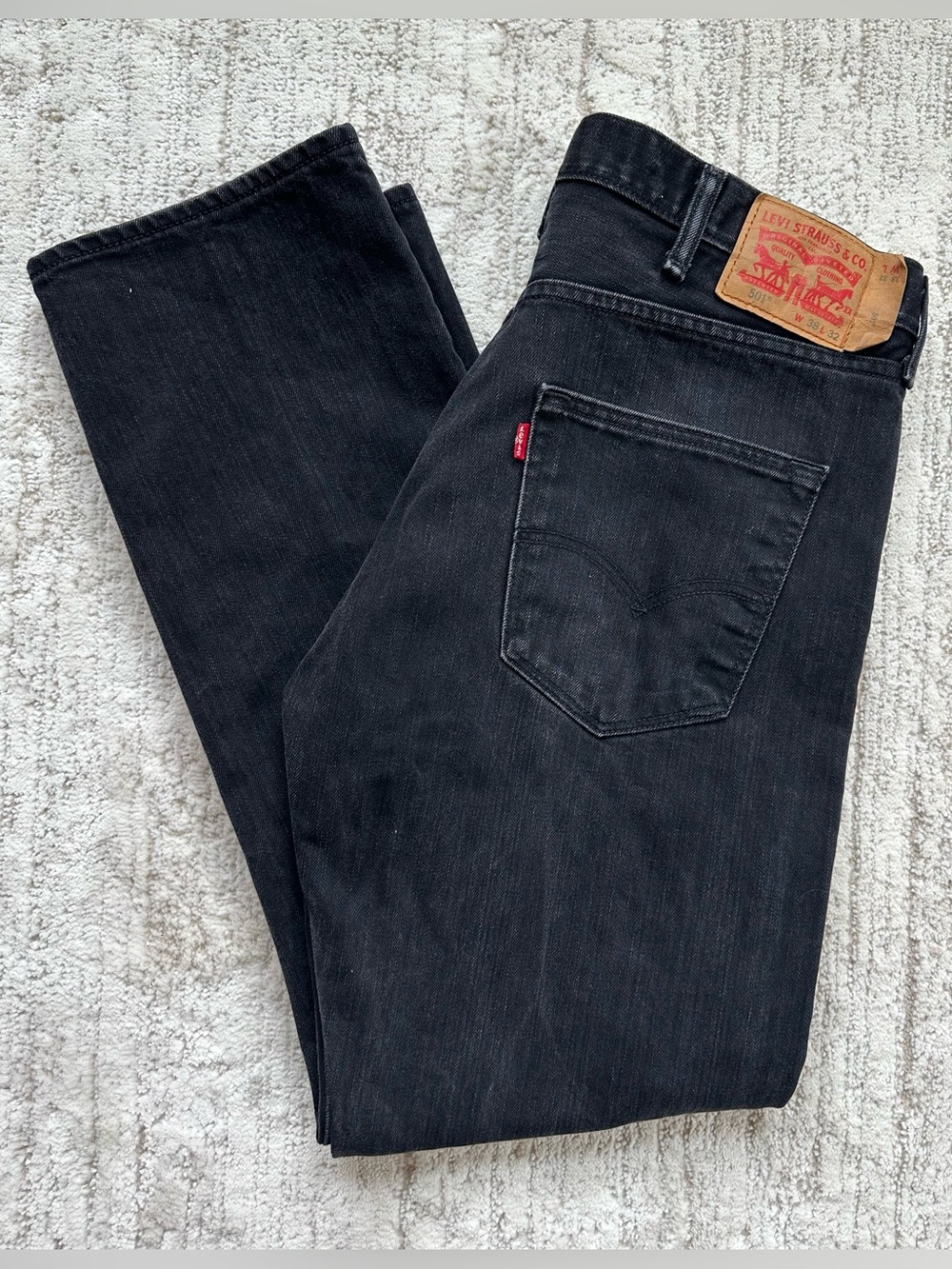 Levi’s 501 Button Fly Straight Leg Jeans Men’s 38x32 Black Made In Mexico